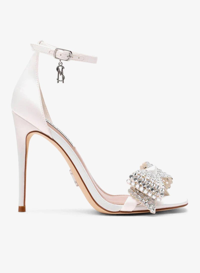 ستيف مادن صنادل بكعب عالٍ بشريط للكاحل من الساتان - Image 1